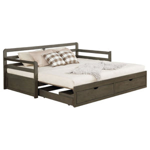 English Elm Grey Pine Daybed with Pull-Out Trundle and Storage Drawers for Guest Rooms B2777S00019