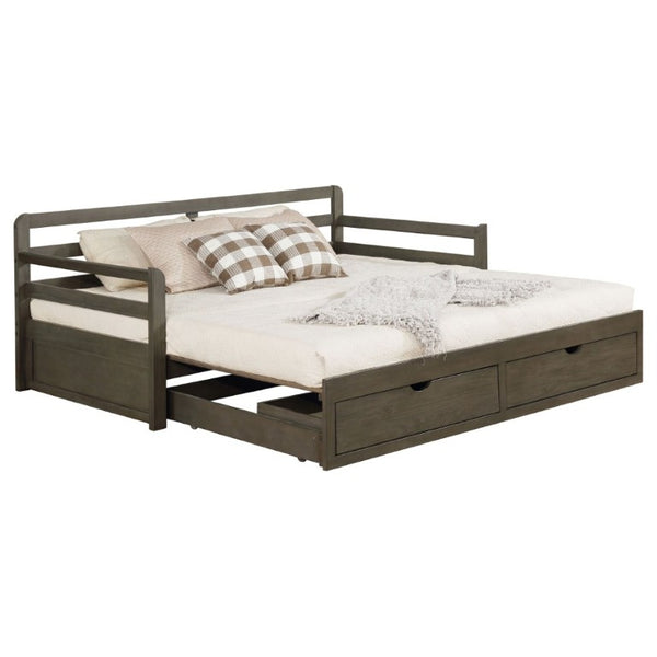 English Elm Grey Pine Daybed with Pull-Out Trundle and Storage Drawers for Guest Rooms B2777S00019