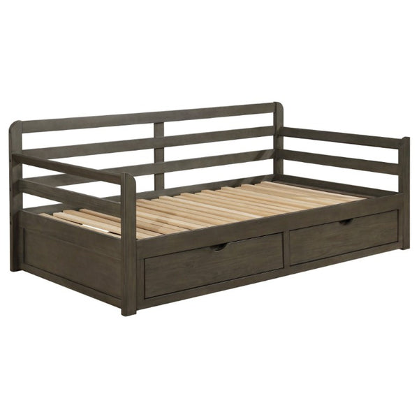 English Elm Grey Pine Daybed with Pull-Out Trundle and Storage Drawers for Guest Rooms B2777S00019