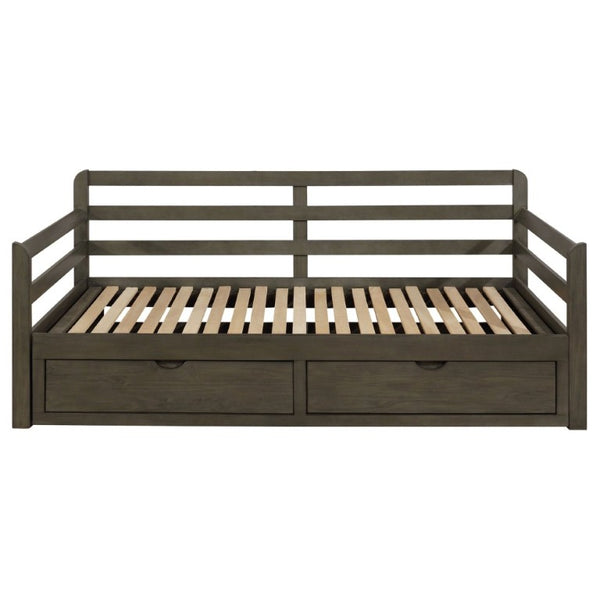 English Elm Grey Pine Daybed with Pull-Out Trundle and Storage Drawers for Guest Rooms B2777S00019