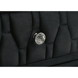 English Elm Provence Queen Bedroom Set Velvet Wingback Bed with LED Lighting and USB Charging B2777S00071