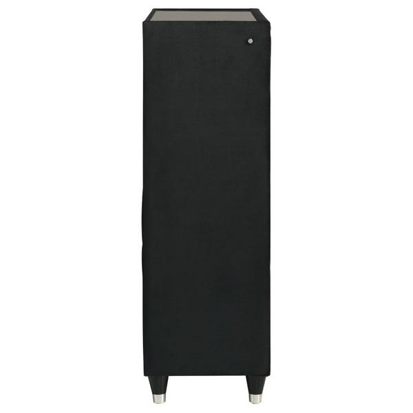 English Elm Corvina Glam Black Velvet King Bedroom Set with LED Headboard and Crystal Knobs B2777S00099