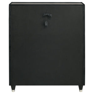 English Elm Corvina Glam Black Velvet King Bedroom Set with LED Headboard and Crystal Knobs B2777S00099