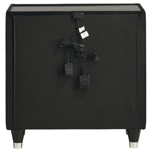 English Elm Corvina Glam Black Velvet King Bedroom Set with LED Headboard and Crystal Knobs B2777S00099