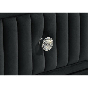 English Elm Corvina Glam Black Velvet King Bedroom Set with LED Headboard and Crystal Knobs B2777S00099
