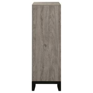 English Elm Sutter Taupe Panel Bed Nightstand and Chest Transitional Bedroom Set with Groove Detail B2777S00104