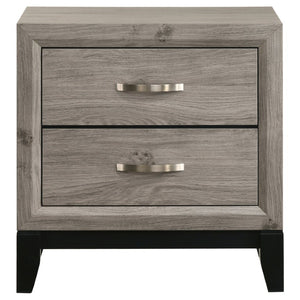 English Elm Sutter Taupe Panel Bed Nightstand and Chest Transitional Bedroom Set with Groove Detail B2777S00104