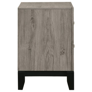 English Elm Sutter Taupe Panel Bed Nightstand and Chest Transitional Bedroom Set with Groove Detail B2777S00104