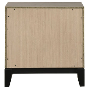 English Elm Sutter Taupe Panel Bed Nightstand and Chest Transitional Bedroom Set with Groove Detail B2777S00104