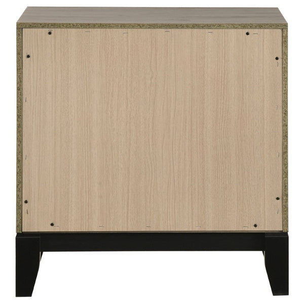 English Elm Sutter Taupe Panel Bed Nightstand and Chest Transitional Bedroom Set with Groove Detail B2777S00104