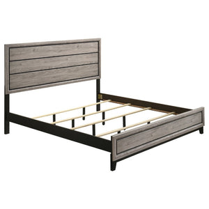 English Elm Sutter Taupe Panel Bed Nightstand and Chest Transitional Bedroom Set with Groove Detail B2777S00104