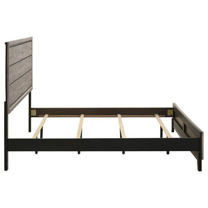 English Elm Sutter Taupe Panel Bed Nightstand and Chest Transitional Bedroom Set with Groove Detail B2777S00104