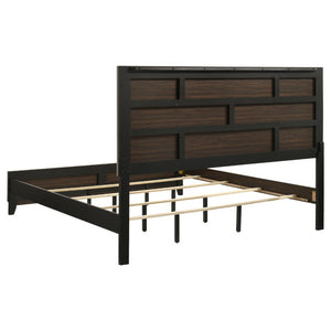 English Elm Sutter Taupe Panel Bed Nightstand and Chest Transitional Bedroom Set with Groove Detail B2777S00104