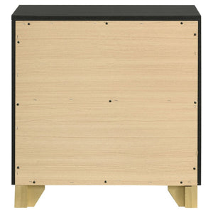 English Elm Saffron Queen Panel Bed Set Matte Black Finish Gold Hardware LED Headboard 3 Piece B2777S00133