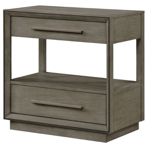 English Elm Sonora Eastern King Bedroom Set Grid Tufted Headboard Taupe Oak Panel Bed B2777S00149