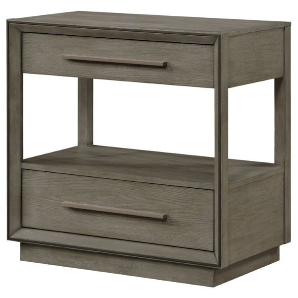 English Elm Sonora Eastern King Bedroom Set Grid Tufted Headboard Taupe Oak Panel Bed B2777S00149