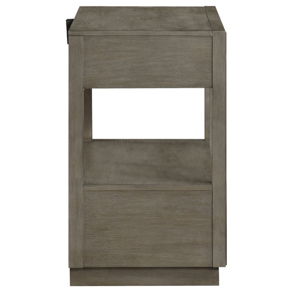 English Elm Sonora Eastern King Bedroom Set Grid Tufted Headboard Taupe Oak Panel Bed B2777S00149