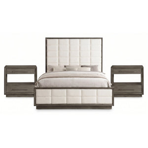 English Elm Sonora Eastern King Bedroom Set Grid Tufted Headboard Taupe Oak Panel Bed B2777S00149
