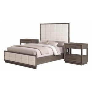 English Elm Sonora Eastern King Bedroom Set Grid Tufted Headboard Taupe Oak Panel Bed B2777S00149