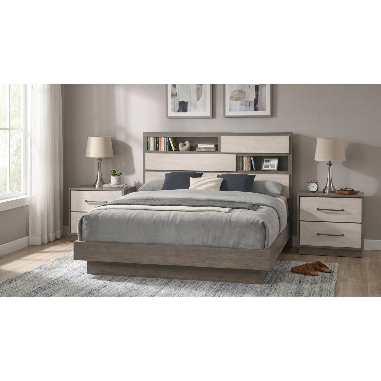 English Elm Ashby Contemporary King Bedroom Set with Bookcase Headboard and Two Nightstands B2777S00157