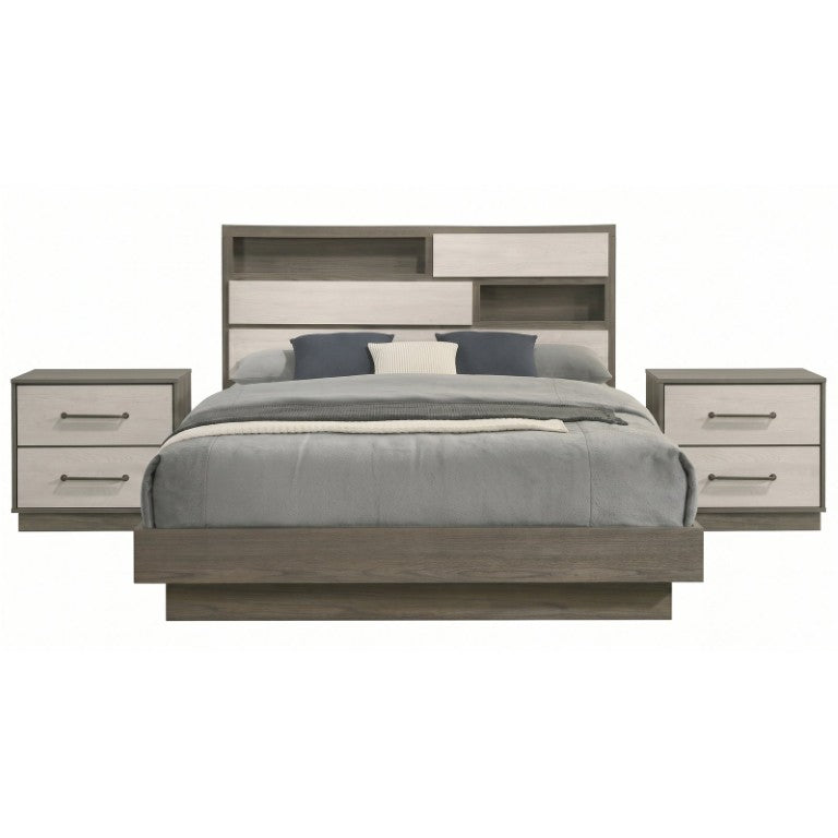 English Elm Ashby Contemporary King Bedroom Set with Bookcase Headboard and Two Nightstands B2777S00157