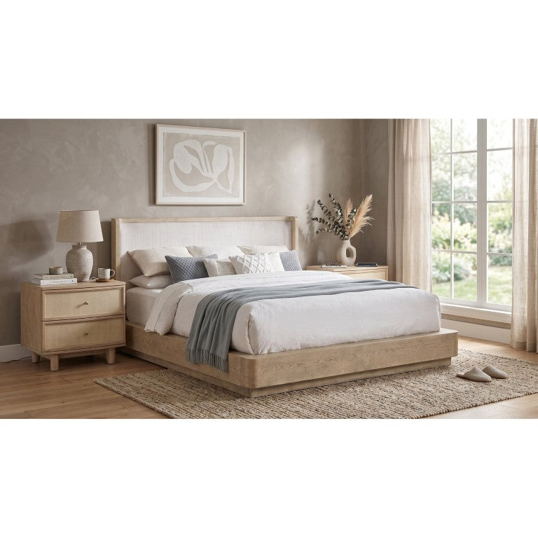 English Elm Malani Queen Bedroom Set with Wingback Bed Cane Accents and Brass Hardware B2777S00166