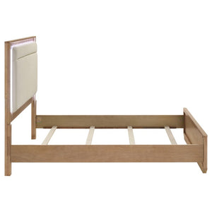 English Elm Adeline Queen Bedroom Set with LED Headboard Sintered Stone Nightstands Light Oak B2777S00180
