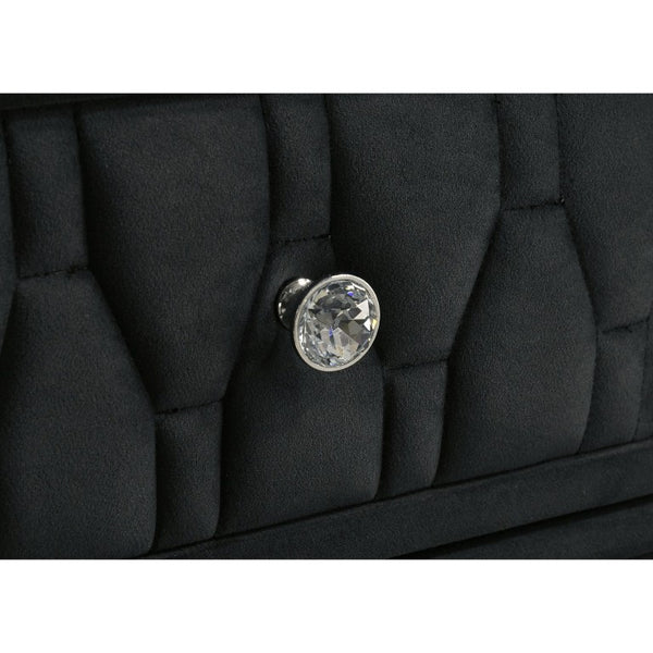 English Elm Provence Velvet Tufted Eastern King Bedroom Set with LED Lighting and Crystal Knobs B2777S00185
