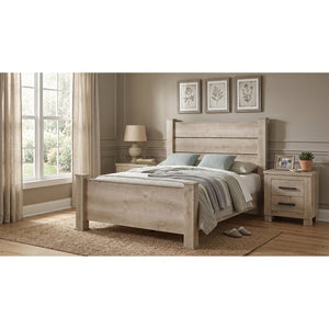 English Elm Cedarvale Rustic Queen Bedroom Set with Planked Headboard and Weathered Oak Finish B2777S00210