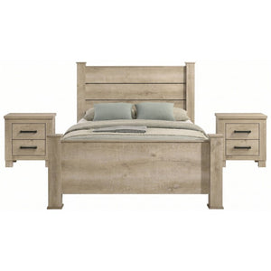English Elm Cedarvale Rustic Queen Bedroom Set with Planked Headboard and Weathered Oak Finish B2777S00210