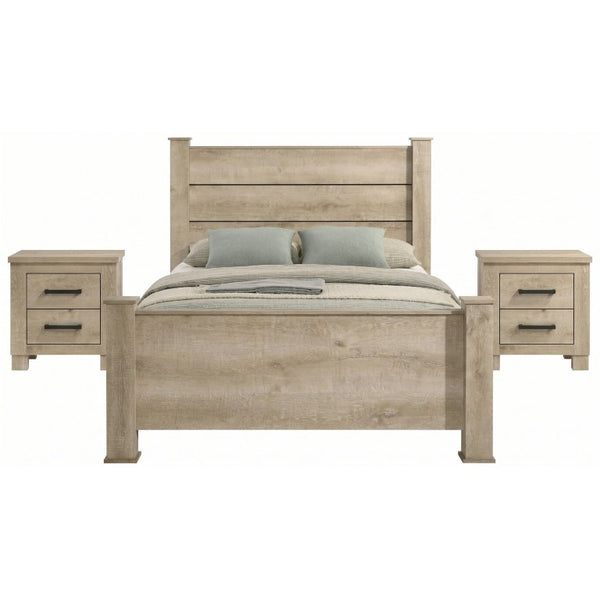 English Elm Cedarvale Rustic Queen Bedroom Set with Planked Headboard and Weathered Oak Finish B2777S00210