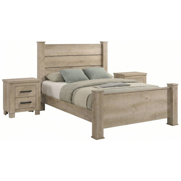 English Elm Cedarvale Rustic Queen Bedroom Set with Planked Headboard and Weathered Oak Finish B2777S00210