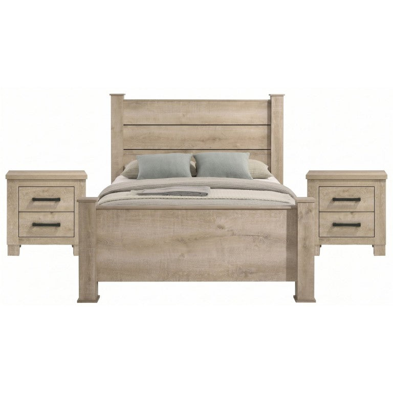 English Elm Cedarvale Planked Headboard King Bedroom Set with Matching Nightstands in Oak B2777S00211