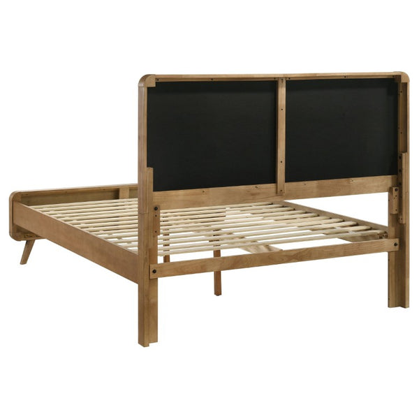 English Elm Wren Light Ash Platform Bedroom Set Mid-Century Tufted Headboard with USB Nightstands Queen B2777S00217