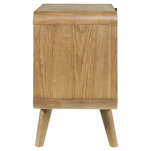 English Elm Wren Light Ash Platform Bedroom Set Mid-Century Tufted Headboard with USB Nightstands Queen B2777S00217
