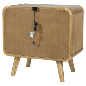 English Elm Wren Light Ash Platform Bedroom Set Mid-Century Tufted Headboard with USB Nightstands Queen B2777S00217