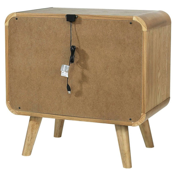 English Elm Wren Light Ash Platform Bedroom Set Mid-Century Tufted Headboard with USB Nightstands Queen B2777S00217
