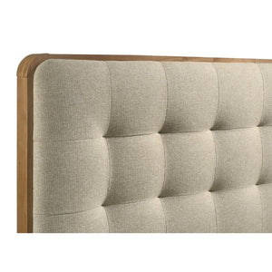 English Elm Wren Light Ash Platform Bedroom Set Mid-Century Tufted Headboard with USB Nightstands Queen B2777S00217