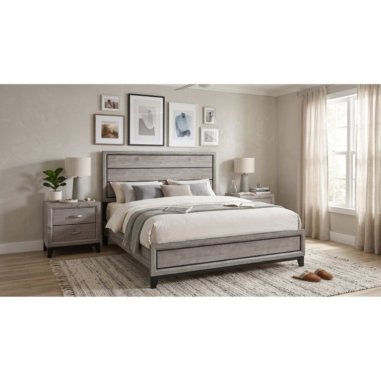 English Elm Sutter Taupe Panel Bedroom Set with Groove Detailing for a Minimalist Sanctuary B2777S00220