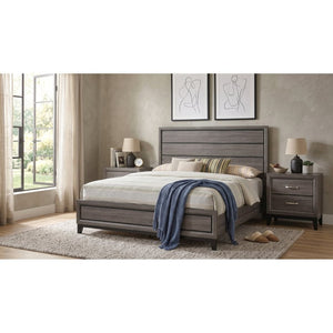 English Elm Sutter Grey Oak King Panel Bed Set with Grooved Headboard and Nickel Hardware B2777S00224
