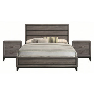English Elm Sutter Grey Oak King Panel Bed Set with Grooved Headboard and Nickel Hardware B2777S00224
