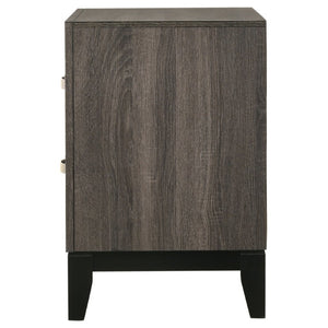 English Elm Sutter Grey Oak Full Panel Bed Set with Groove Detail and Two Coordinating Nightstands B2777S00225