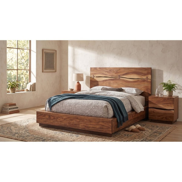 English Elm Ashcombe Queen Storage Bed Set Smoky Walnut Live Edge Organic Modern Bedroom B2777S00231