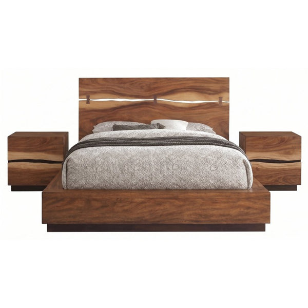 English Elm Ashcombe Queen Storage Bed Set Smoky Walnut Live Edge Organic Modern Bedroom B2777S00231