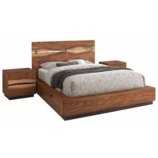 English Elm Ashcombe Queen Storage Bed Set Smoky Walnut Live Edge Organic Modern Bedroom B2777S00231