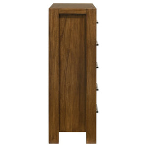 English Elm Ashcourt Modern Rustic Eastern King Bedroom Set with Upholstered Panel Bed and Brass Pulls B2777S00237