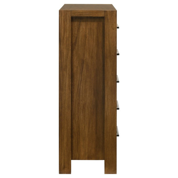 English Elm Ashcourt Modern Rustic Eastern King Bedroom Set with Upholstered Panel Bed and Brass Pulls B2777S00237