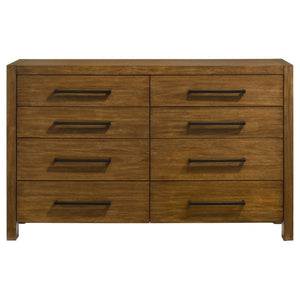 English Elm Ashcourt Modern Rustic Eastern King Bedroom Set with Upholstered Panel Bed and Brass Pulls B2777S00237