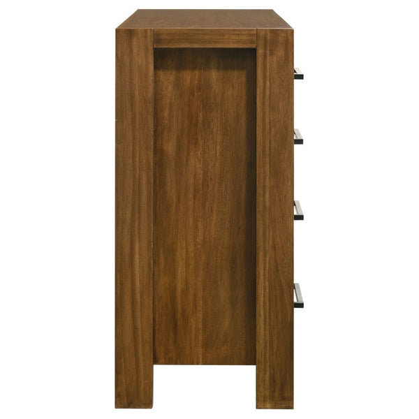 English Elm Ashcourt Modern Rustic Eastern King Bedroom Set with Upholstered Panel Bed and Brass Pulls B2777S00237