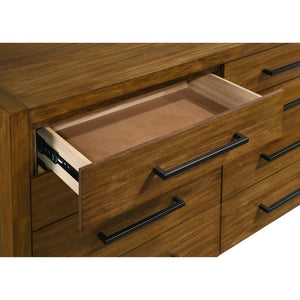 English Elm Ashcourt Modern Rustic Eastern King Bedroom Set with Upholstered Panel Bed and Brass Pulls B2777S00237